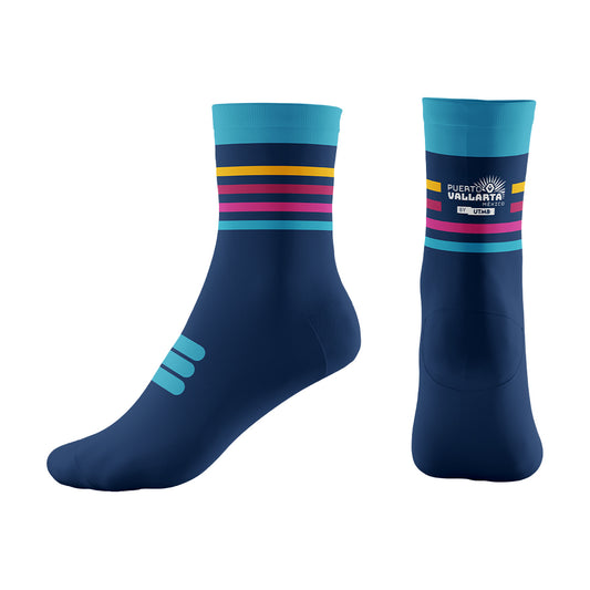 Running Socks Puerto Vallarta by UTMB Blue with Stripes